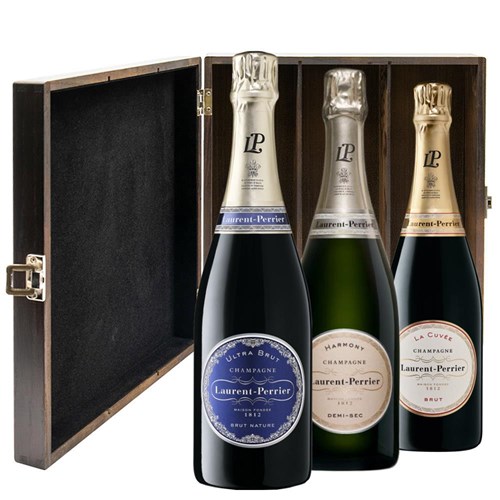The Laurent Perrier Collection Treble Elm Wood Gift Boxed Champagne (3x75cl)